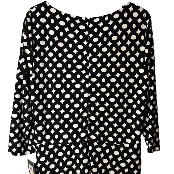 Leslie Fay‎ Black White Ruched Bodice Dress NWT Size 14 1F1A2124 - Picture 7 of 15